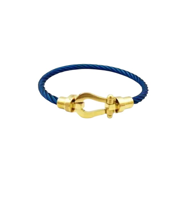 Mpariz Luxe Armband  Draad Blauw & Goud RVS