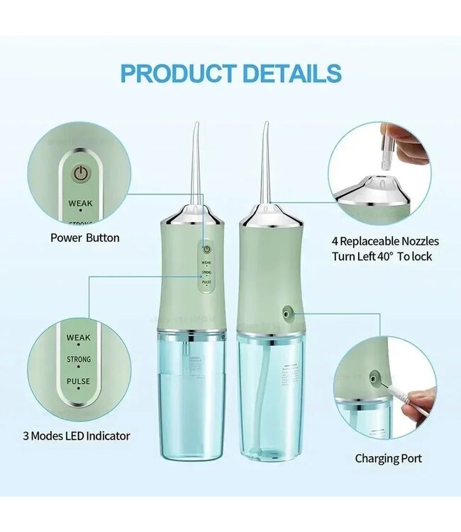 Mpariz Draadloze Water Flosser -  Tandplak Verwijderen - Kleur Zwart