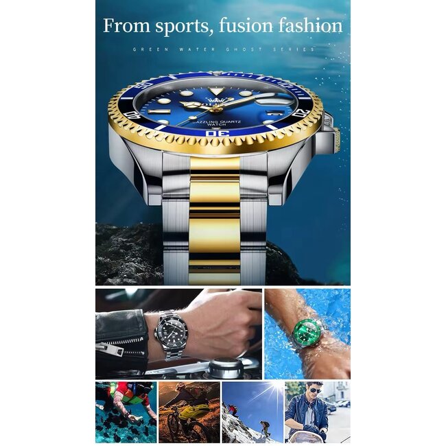 Lige Luxe Herenhorloge Blauw/Zwart