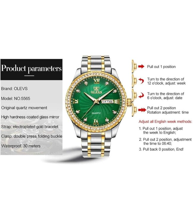 Olevs Luxe Herenhorloge  Goud   Diamonds