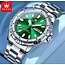 Olevs Luxe Herenhorloge Zilver (Groen/Blauw)