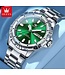 Olevs Luxe Herenhorloge Zilver  Groen - Gratis Armband bij elke bestelling (twv €29,95)