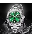 Olevs Luxe Herenhorloge Zilver  Groen - Gratis Armband bij elke bestelling (twv €29,95)