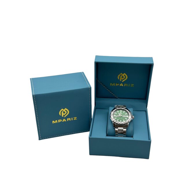 Olevs Luxe Herenhorloge Zilver (Groen/Blauw)
