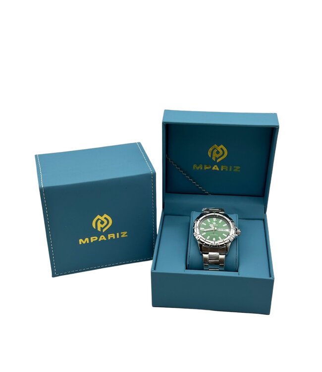 Olevs Luxe Herenhorloge Zilver  Groen - Gratis Armband bij elke bestelling (twv €29,95)