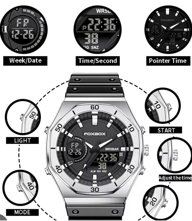 Mpariz  Luxe Herenhorloges   Dubbele Display