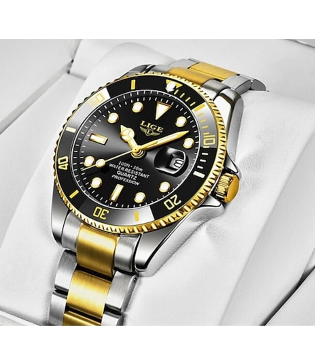 Lige Luxe Herenhorloges Goud  Zwart