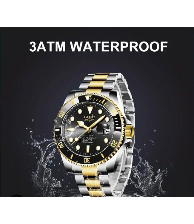 Lige Luxe Herenhorloges Goud  Zwart