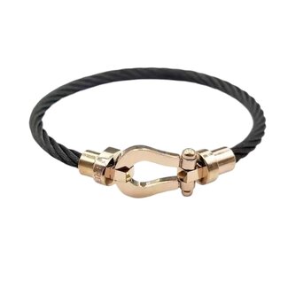 Mpariz Luxe Armband  Draad Zwart & Rosé RVS