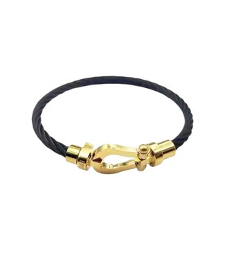 Mpariz Luxe Armband  Draad Zwart & Goud  RVS