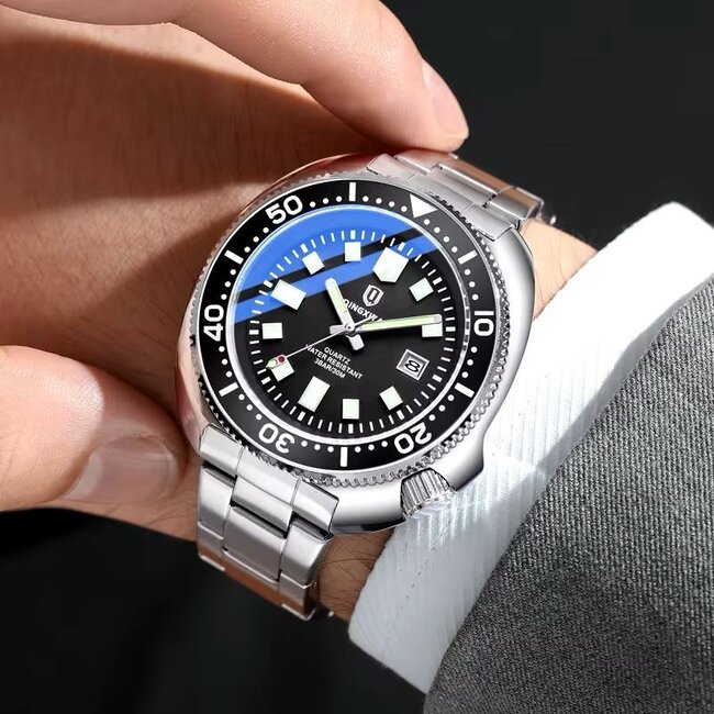 Mpariz Luxe Herenhorloge Zilver  zwart