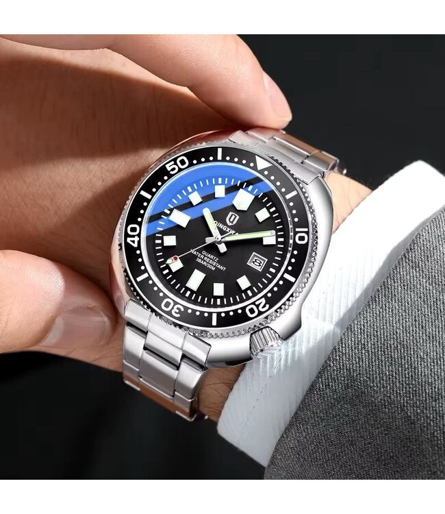 Mpariz Luxe Herenhorloge Zilver  zwart