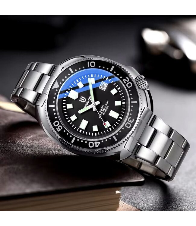 Mpariz Luxe Herenhorloge Zilver  zwart