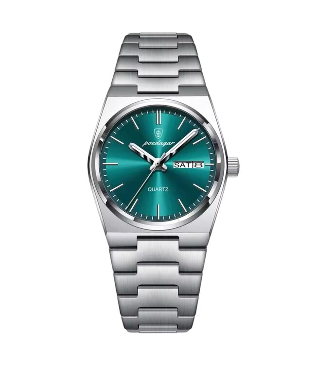 Poedagar Luxe Dameshorloge Zilver  Groen - Gratis Armband bij elke bestelling (twv €29,95)