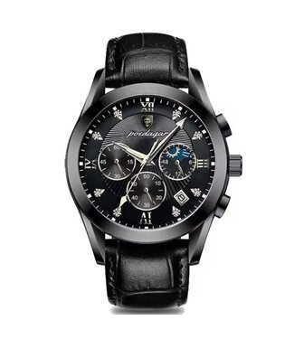 Poedagar Luxe Herenhorloge Zwart  Zwart