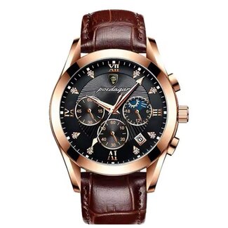 Poedagar Luxe Herenhorloge Rosé Zwart