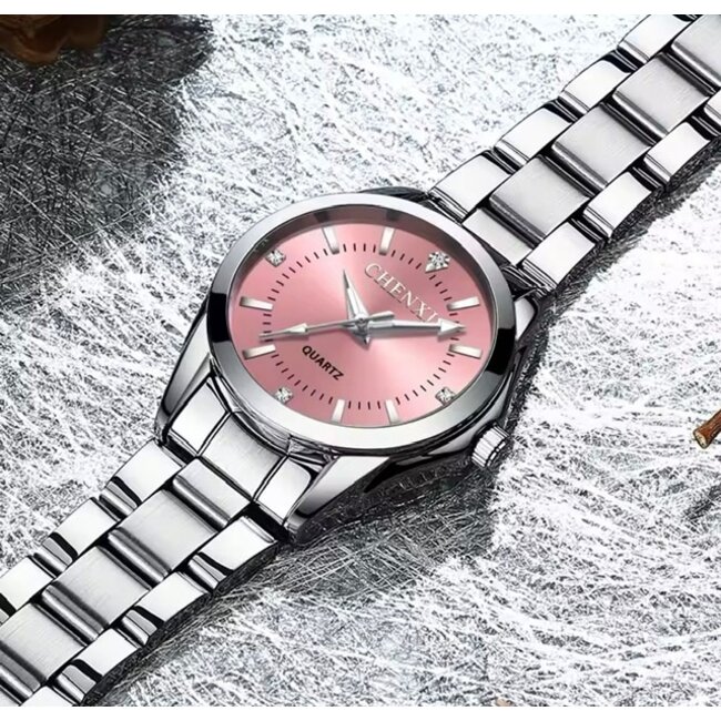 Chenxi Dameshorloge Zilver (Roze/Groen)