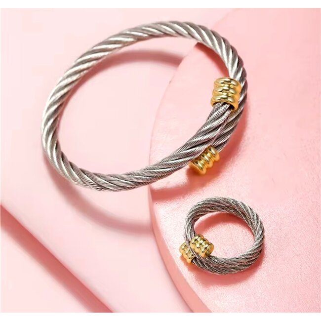 Mpariz Armband Set met Ring - Zilver en Goud