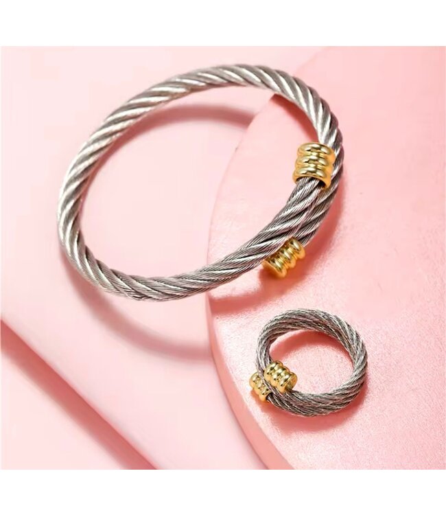 Mpariz Armband Set met Ring - Zilver en Goud