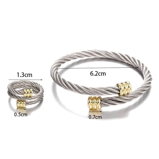 Mpariz Armband Set met Ring - Zilver en Goud