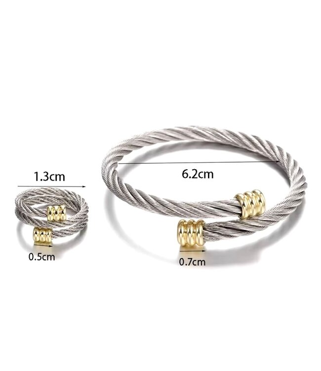 Mpariz Armband Set met Ring - Zilver en Goud