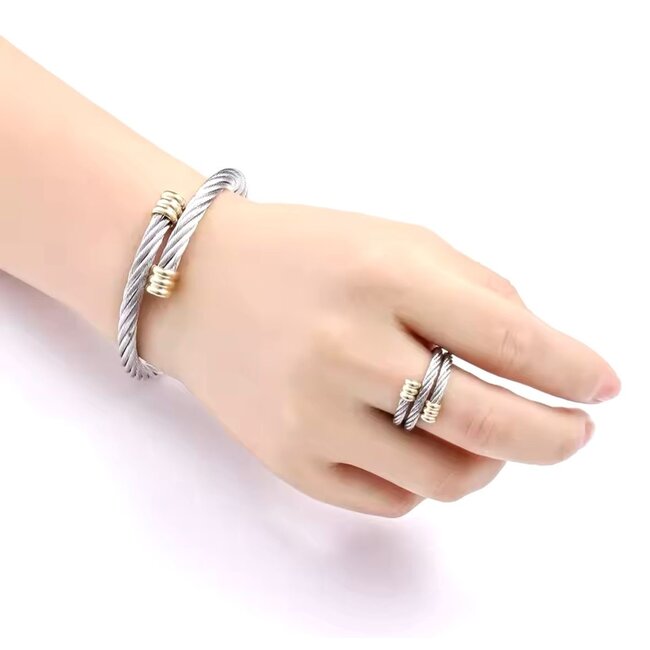 Mpariz Armband Set met Ring - Zilver en Goud