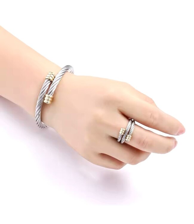 Mpariz Armband Set met Ring - Zilver en Goud