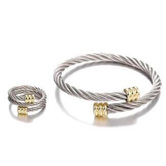 Mpariz Armband Set met Ring - Zilver en Goud