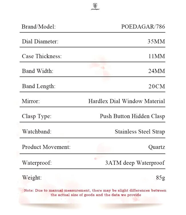 Poedagar Luxe Dameshorloges Rosé