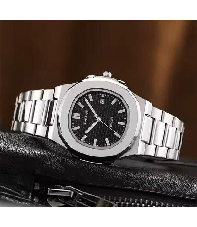 Tpofhs Luxe Herenhorloge Zilver Zwart