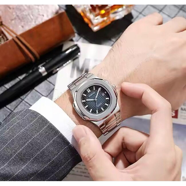 Tpofhs Luxe Herenhorloge Zilver Zwart