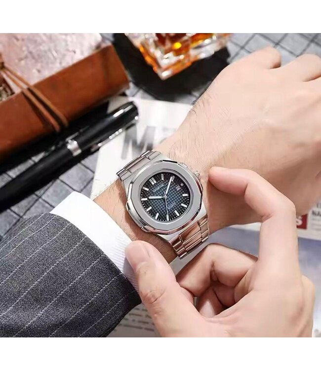 Tpofhs Luxe Herenhorloge Zilver Zwart