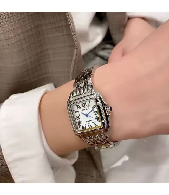 Grealy Dameshorloge Zilver & Wit met armband