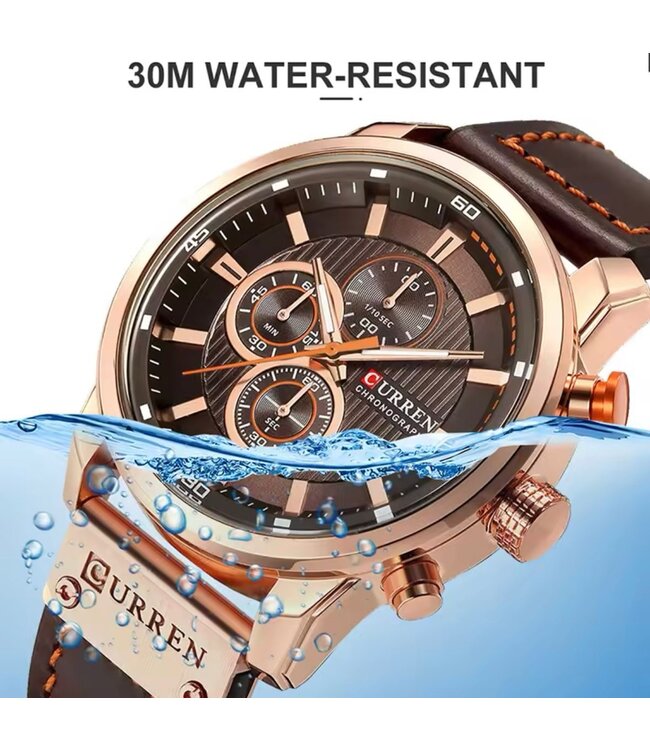 Curren Luxe Herenhorloge    Rosé  Zwart