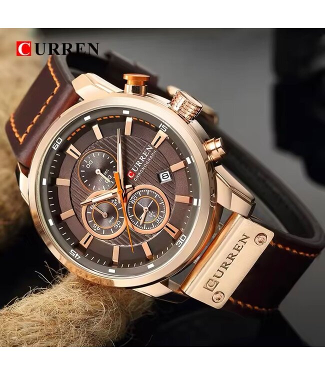 Curren Luxe Herenhorloge    Rosé  Zwart