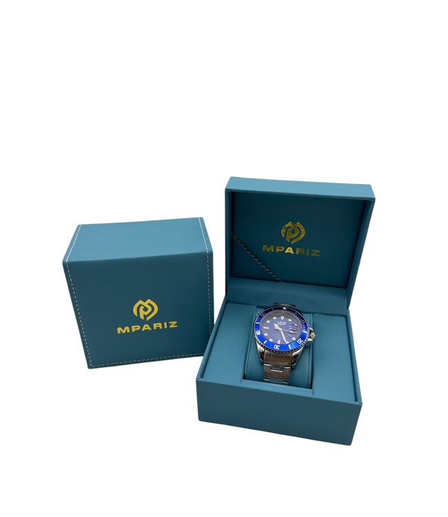 Lige Luxe HerenHorloge        Zilver  Blauw