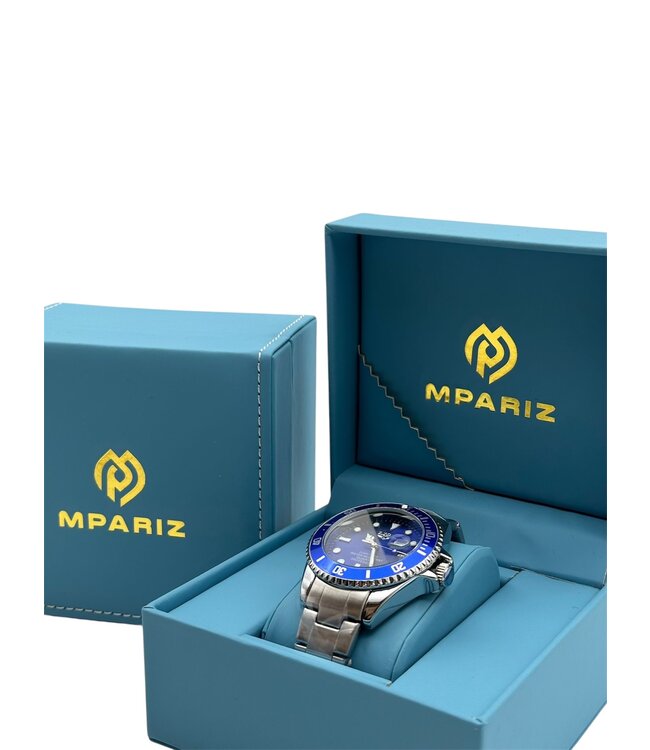 Lige Luxe HerenHorloge        Zilver  Blauw