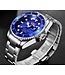 Lige Luxe HerenHorloge        Zilver  Blauw