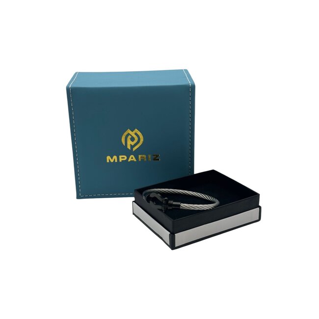 Mpariz Luxe  Armband  Draad Zilver & Zwart RVS