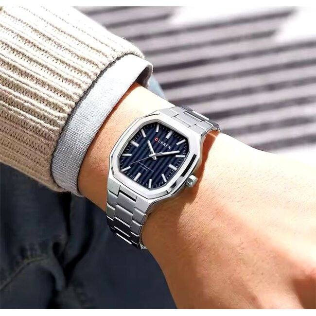 Curren Luxe Herenhorloges Zilver (Blauw/Zwart/Goud)