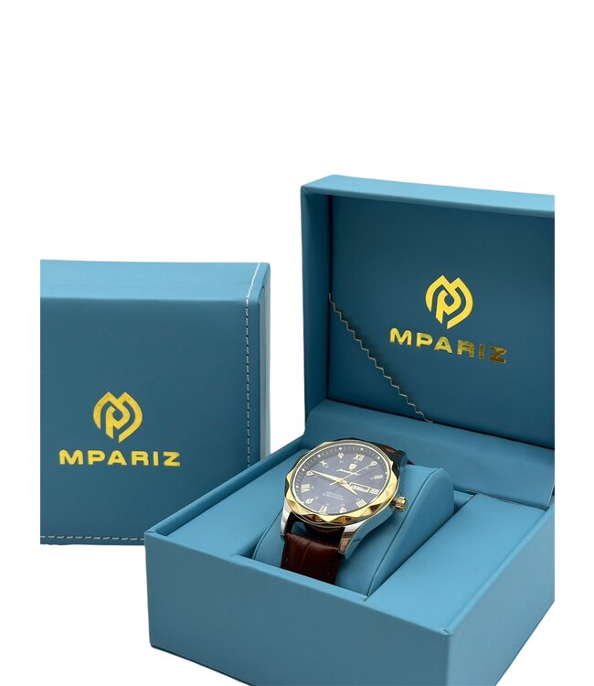 Poedagar Luxe Herenhorloges Goud   Blauw Zwart