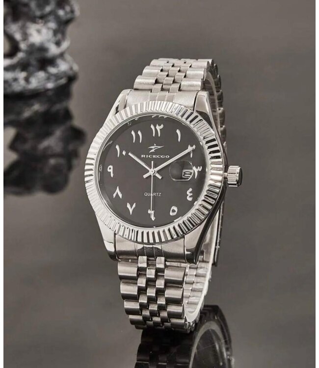 Ricecgo Luxe Herenhorloge Zilver  Zwart