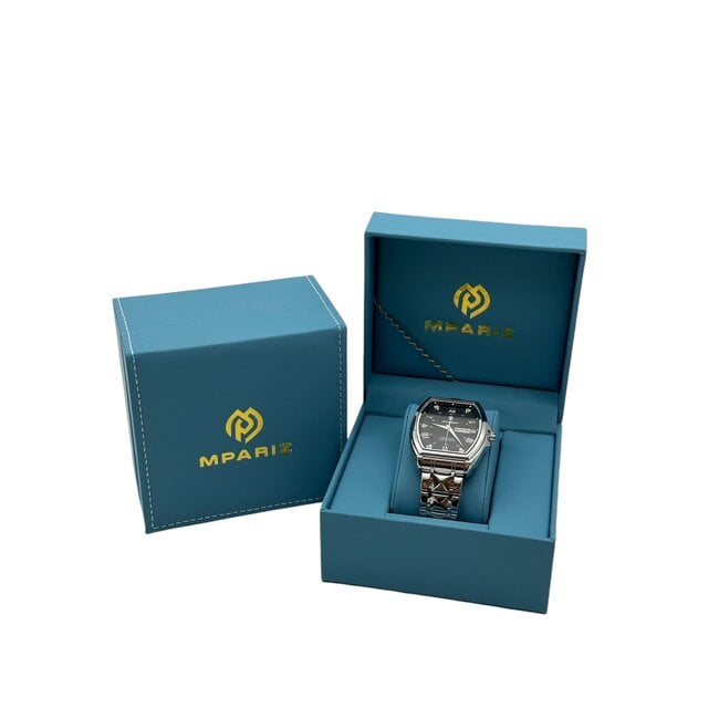 Poedagar Luxe Herenhorloge Zilver  Zwart