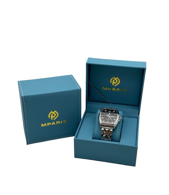 Poedagar Luxe Herenhorloge Zilver  Zwart