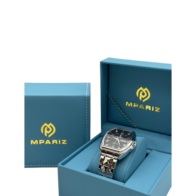 Poedagar Luxe Herenhorloge Zilver  Zwart