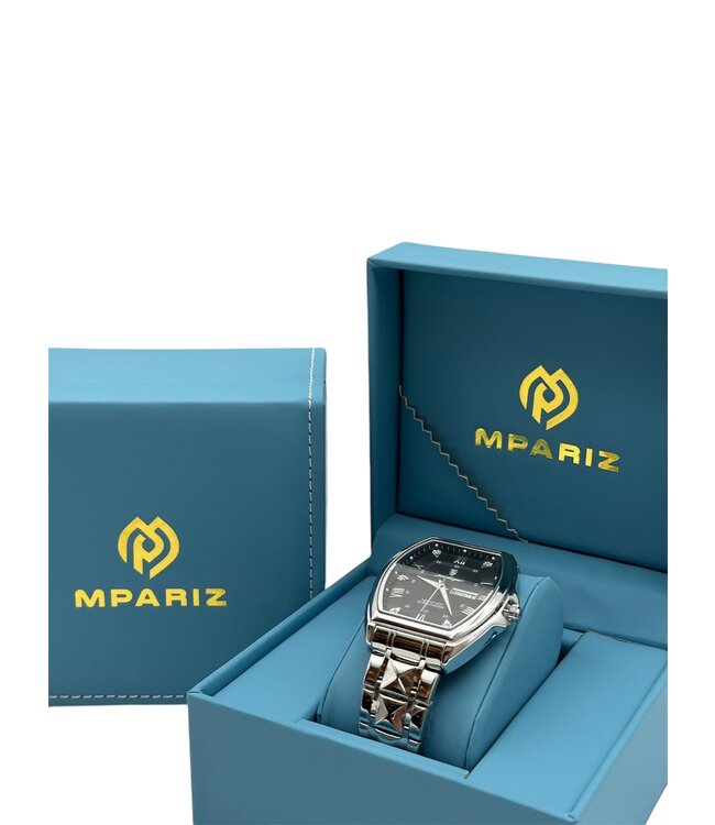 Poedagar Luxe Herenhorloge Zilver  Zwart