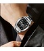 Poedagar Luxe Herenhorloge Zilver  Zwart - Gratis Armband bij elke bestelling (twv €29,95)