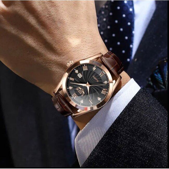 Lige Laurent – herenhorloge met leren band en elegant design