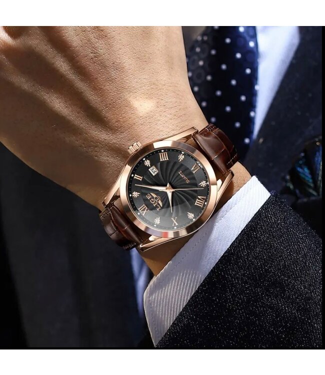 Lige Luxe Herenhorloge         Rosé  Zwart
