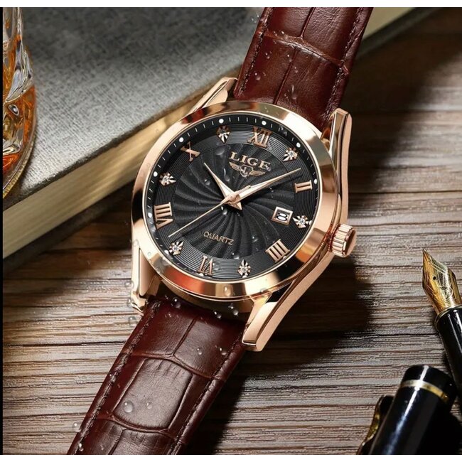 Lige Laurent – herenhorloge met leren band en elegant design